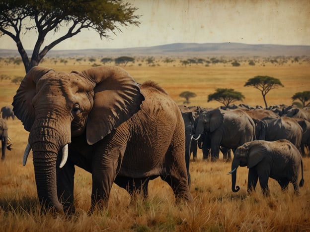 Auf dem Bild sind eine Gruppe von Elefanten in der Savanne zu sehen, ein typisches und beeindruckendes Safari-Erlebnis in Tansania. Diese majestätischen Tiere sind oft in Herden unterwegs, und ihre Anwesenheit ist ein Höhepunkt jeder Safari-Tour. Besonders im Serengeti-Nationalpark oder im Tarangire-Nationalpark kann man solche Szenen beobachten, wo Elefanten in ihrem natürlichen Lebensraum majestätisch umherstreifen. Diese Erlebnisse bieten nicht nur die Möglichkeit, die Tierwelt hautnah zu erleben, sondern auch die faszinierende Landschaft Tansanias zu genießen.