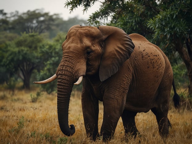 Auf dem Bild ist ein Elefant in einer savannenartigen Landschaft zu sehen. 

**Reiseplanung: Tipps für deinen Aufenthalt in Tansania:**

1. **Nationalparks besuchen**: Tansania ist bekannt für seine beeindruckenden Nationalparks wie den Serengeti-Nationalpark und den Tarangire-Nationalpark, wo du Elefanten und andere Wildtiere in ihrem natürlichen Lebensraum beobachten kannst.

2. **Safari-Guide buchen**: Um das Beste aus deiner Safari zu machen, ist es ratsam, einen erfahrenen Guide zu engagieren, der dir die Tierwelt und die Umgebung näherbringen kann.

3. **Reisezeit beachten**: Die beste Zeit für Tierbeobachtungen in Tansania ist während der Trockenzeit, von Juni bis Oktober, wenn die Tiere sich um Wasserquellen versammeln.

4. **Kultur erleben**: Plane auch Besuche bei lokalen Stämmen, wie den Massai, um mehr über die Kultur und Traditionen Tansanias zu erfahren.

5. **Sicherheitshinweise beachten**: Achte auf Sicherheitshinweise der Führer und halte Abstand zu wilden Tieren, um sowohl deine Sicherheit als auch das Wohl der Tiere zu gewährleisten.

Diese Tipps helfen dir, das Beste aus deinem Aufenthalt in Tansania zu machen und unvergessliche Erlebnisse mit der faszinierenden Tierwelt zu genießen.