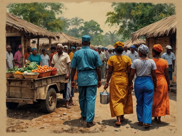 Auf dem Bild ist ein lebendiger Markt zu sehen, wo verschiedene Gemüse- und Obstsorten angeboten werden. Leute in traditioneller Kleidung gehen durch die Gassen, während andere die Waren an den Ständen begutachten. Die bunte Vielfalt an Obst und Gemüse könnte Inspiration für kulinarische Entdeckungen bieten, wie frische Salate, Eintöpfe oder exotische Gerichte, die die Aromen und Traditionen der Region widerspiegeln. Die Atmosphäre des Marktes bietet zudem die Möglichkeit, lokale Spezialitäten und Rezepte zu erkunden.