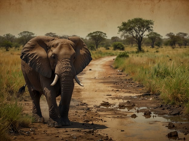 Auf dem Bild ist ein Elefant in einer natürlichen Umgebung zu sehen, der durch eine Landschaft mit grasbewachsenen Flächen und vereinzelten Bäumen wandert. Diese Szene erinnert uns an die Schönheit und Vielfalt der Natur, die es zu schützen gilt. Der Elefant spielt eine wichtige Rolle im Ökosystem, indem er zur Verbreitung von Pflanzen und zur Aufrechterhaltung des Gleichgewichts in seinem Lebensraum beiträgt. 

Der Schutz solcher majestätischen Tiere und ihrer Lebensräume ist entscheidend für die Nachhaltigkeit unserer Umwelt. Durch den Erhalt von Wildtierpopulationen und natürlichen Lebensräumen fördern wir ein gesundes Ökosystem, das sowohl für die Tiere als auch für zukünftige Generationen von Menschen wichtig ist. Daher sollten wir uns aktiv für den Schutz der Natur einsetzen, um solch beeindruckende Szenen für die Zukunft zu bewahren.