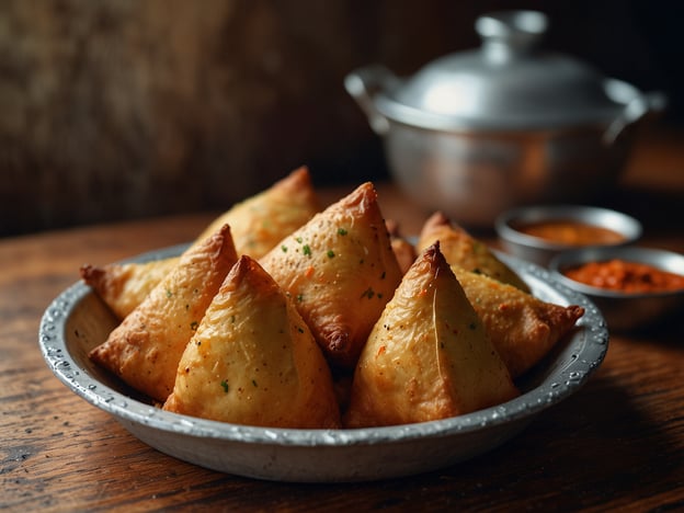 Auf dem Bild sind köstliche Samosas zu sehen, eine beliebte Spezialität aus Mauritius. Diese dreieckigen Teigtaschen sind oft mit einer würzigen Füllung aus Kartoffeln, Erbsen und Gewürzen gefüllt, bevor sie goldbraun frittiert werden. Sie werden häufig als Snack oder Vorspeise serviert und passen hervorragend zu verschiedenen Dips und Saucen. Mauritius ist bekannt für seine vielfältige und schmackhafte Küche, die von verschiedenen Kulturen beeinflusst ist, und Samosas sind ein echter Genuss!