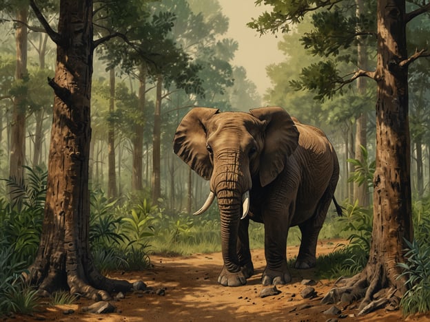 Auf dem Bild ist ein Elefant, der durch einen dichten Wald geht. Solche Szenen sind entscheidend für Erhaltungsprojekte, die darauf abzielen, die Lebensräume von Elefanten zu schützen. Initiativen wie das "African Elephant Conservation Program" und lokale Projekte zur Aufforstung spielen eine wichtige Rolle, um das Habitat dieser majestätischen Tiere zu bewahren. Diese Bemühungen helfen nicht nur den Elefanten selbst, sondern auch dem gesamten Ökosystem, das von ihrer Präsenz profitiert.