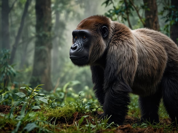 Auf dem Bild ist ein Gorilla in einer bewaldeten Umgebung zu sehen. Diese beeindruckenden Tiere stehen im Mittelpunkt des Naturschutzes, da sie oft durch Lebensraumverlust und illegale Jagd bedroht sind. Die Herausforderungen, denen sie gegenüberstehen, sind vielfältig: Abholzung, Klimawandel und die Zerstörung ihrer natürlichen Lebensräume gefährden ihre Populationen. Effektive Schutzmaßnahmen sind dringend notwendig, um das Überleben dieser Art zu sichern und die biologischen Vielfalt in ihren Ökosystemen zu bewahren.