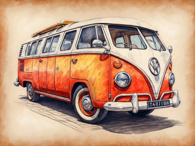 Auf dem Bild ist ein Volkswagen Bulli zu sehen, der charakteristisch für seinen retro Stil und die auffällige orange-weiße Farbkombination ist. Dieses Fahrzeug ist nicht nur ein beliebtes Reisemobil, sondern verkörpert auch ein Gefühl von Freiheit und Abenteuer, was das Besuchererlebnis positiv beeinflussen kann. Der Bulli könnte in einem Freizeit- oder Campingbereich gezeigt werden, wo Besucher die Möglichkeit haben, ihn zu besichtigen oder sogar kurze Fahrten zu unternehmen. Einrichtungen, die diesen Bulli ausstellen könnten, wären beispielsweise ein Museum für Automobilgeschichte oder ein Campingeinrichtungsanbieter, der den Gästen zeigt, wie man das Beste aus einem Roadtrip herausholt.