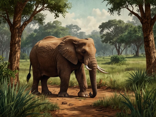 Auf dem Bild ist ein Elefant in einer grünen, bewaldeten Landschaft zu sehen. Diese Szenerie erinnert an die vielfältige Tierwelt der Zentralafrikanischen Republik, die für ihre reiche Flora und Fauna bekannt ist. Die Zentralafrikanische Republik beherbergt zahlreiche Tierarten, darunter auch Elefanten, die in den Wäldern und Savannen leben. Die Erhaltung dieser Lebensräume ist entscheidend für den Schutz der heimischen Tierwelt und der Biodiversität des Landes.