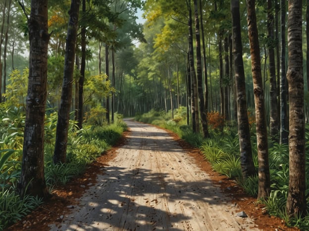 Auf dem Bild ist ein malerischer Waldweg zu sehen, umgeben von hohen Bäumen und üppigem Grün. Solche natürlichen Umgebungen sind wichtig für den Umweltschutz, da sie Lebensräume für viele Tier- und Pflanzenarten bieten. Nachhaltigkeit spielt hierbei eine große Rolle, denn der Schutz und die Erhaltung von Wäldern sind entscheidend, um die Biodiversität zu fördern und das Klima zu stabilisieren. Ein intakter Wald kann CO2 speichern und somit als natürlicher Sauerstofflieferant fungieren. Die Förderung einer nachhaltigen Nutzung dieser Ressourcen ist unerlässlich für zukünftige Generationen.