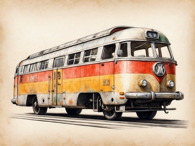 Auf dem Bild ist ein historischer Bus zu sehen, der von Volkswagen hergestellt wurde, häufig als VW-Bus oder VW Type 2 bekannt. Der Bus hat ein auffälliges rot-gelbes Design, das an die Farbschemata vergangener Jahrzehnte erinnert. 

**Praktische Informationen für Besucher:**

- **Besichtigung:** Wenn Sie an historischen Fahrzeugen interessiert sind, suchen Sie nach Museen oder Ausstellungen, die Oldtimer oder spezielle Automobil-Events veranstalten.
- **Fotomöglichkeiten:** Solche Busse sind oft bei Oldtimer-Treffen oder auf Festivals zu sehen. Planen Sie Besuche zu diesen Veranstaltungen, um tolle Fotos zu machen.
- **Mietmöglichkeiten:** In einigen Städten können Sie historische VW-Busse für Roadtrips oder besondere Anlässe mieten.
- **Führungen:** Bei Museen oder Galerien gibt es oft Führungen, die interessante Informationen über die Geschichte dieser Fahrzeuge bieten.

Informieren Sie sich vorher über Termine und Veranstaltungen, um das Beste aus Ihrem Besuch herauszuholen!