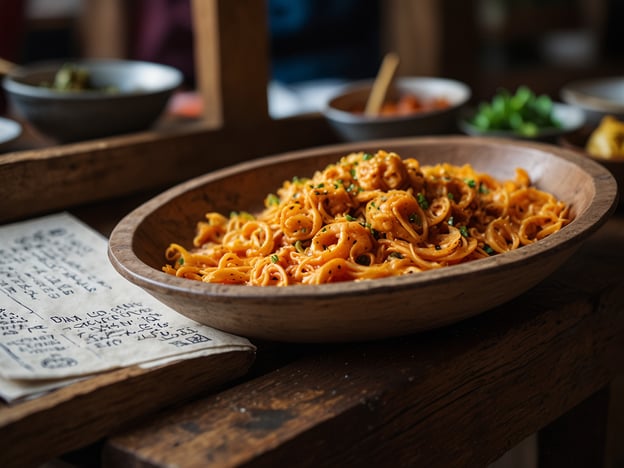 Auf dem Bild könnte ein Teller Pasta zu sehen sein, der sehr ansprechend angerichtet ist. In Lesotho gibt es viele köstliche lokale Gerichte, die du ausprobieren solltest, während du das Land besuchst. Hier sind einige Reisetipps:

1. **Basotho-Küche**: Probiere das traditionelle Gericht „Pap“, ein Maisbrei, der oft mit Fleisch und Gemüse serviert wird.

2. **Lokale Märkte**: Besuche die lokalen Märkte in Maseru, um frische Zutaten und traditionelle Leckereien zu entdecken.

3. **Gastfreundschaft**: Akzeptiere Einladungen von Einheimischen, um ihre Heimatküche zu erleben – es ist eine großartige Möglichkeit, die Kultur hautnah zu erfahren.

4. **Hüttenkultur**: Übernachte in einem traditionellen Basotho-Haus für ein authentisches Erlebnis.

5. **Wandern**: Kombiniere gutes Essen mit Aktivitäten wie Wandern im Maluti-Gebirge, wo du die atemberaubende Natur genießen kannst. 

Genieße deine Reise nach Lesotho und die kulinarischen Erlebnisse!