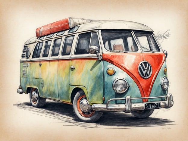 Auf dem Bild ist ein farbenfrohes VW-Bus-Modell zu sehen, das den Charme vergangener Zeiten ausstrahlt. Für eine Ausstellung oder ein Event mit solch einem Fahrzeug könnten Preise für den Eintritt in der Nähe von 10 bis 15 Euro liegen. Zudem könnte es spezielle Tickets geben, um Fotos mit dem Bus zu machen oder an Führungen teilzunehmen, die möglicherweise zusätzlich kosten.