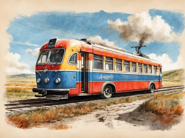 Auf dem Bild ist ein historischer Straßenbahnwagen zu sehen, der auf Schienen fährt. Er hat eine auffällige rot-blaue Farbgebung und einige Rauchwolken steigen aus dem Dach auf, was darauf hindeutet, dass es sich um eine dampfbetriebene Straßenbahn handelt.

**Praktische Informationen für deinen Besuch:**

1. **Standort:** Informiere dich über die Stadt oder Region, in der diese historische Straßenbahn verkehrt. Oft gibt es spezielle Museen oder historische Bahngesellschaften, wo du mehr erfahren kannst.

2. **Fahrzeiten:** Überprüfe die Fahrpläne, um sicherzustellen, dass die Straßenbahn an deinem gewünschten Tag fährt.

3. **Tickets:** Informiere dich über die Ticketpreise und eventuell Ermäßigungen für Kinder und Senioren.

4. **Besichtigungen:** Es könnte Führungen oder Veranstaltungen geben, die die Geschichte der Straßenbahn beleuchten. Plane deinen Besuch entsprechend.

5. **Fotografie:** Bringe eine Kamera mit, um die beeindruckende Aussicht und die historische Bahn festzuhalten. Achte auf die Relevanz von Fotografierverboten in bestimmten Bereichen.

6. **Anreise:** Überlege dir, wie du zum Standort der Straßenbahn gelangst, sei es mit öffentliche Verkehrsmitteln oder dem Auto.

Viel Spaß bei deinem Besuch!