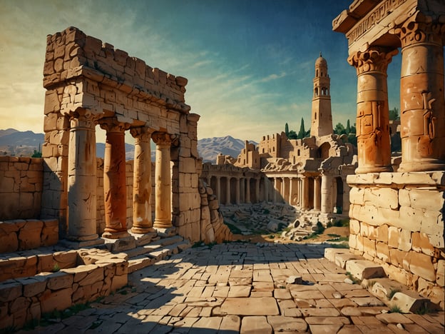 Das Bild zeigt eine beeindruckende Ruinenlandschaft mit antiken Säulen und Gebäudestrukturen, die an eine vergangene Hochkultur erinnern. Solche Überreste sind oft charakteristisch für die römische oder griechische Architektur, die in verschiedenen Teilen Nordafrikas zu finden ist, einschließlich Libyen.

Libyen hat eine reiche Geschichte, die von verschiedenen Kulturen beeinflusst wurde, darunter die Berber, Phönizier und Römer. Besonders die römische Zeit hinterließ markante Spuren in Form von Ruinen, wie man sie in Städten wie Sabratha und Leptis Magna findet. Diese Städte waren bedeutende Handels- und Kulturzentren und zeugen von der Blütezeit der römischen Zivilisation in der Region. Die Ruinen sind heute UNESCO-Weltkulturerbestätten und ziehen viele Touristen und Historiker an, die die historische Bedeutung und den architektonischen Reichtum der Region erforschen möchten.