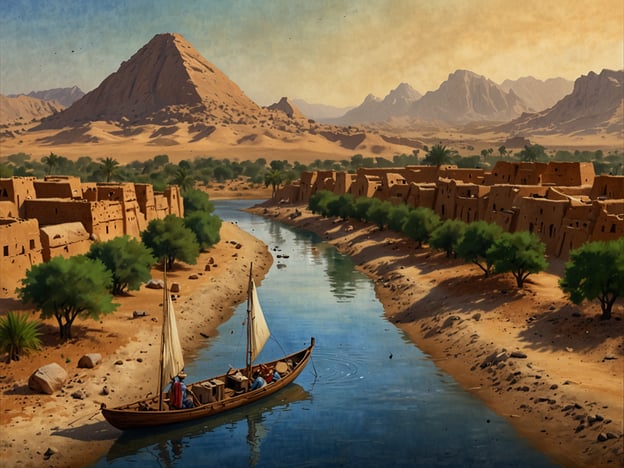 Auf dem Bild könnte man eine malerische Landschaft sehen, die an den Sudan erinnert. Im Sudan sind Flussfahrten auf dem Nil eine beliebte Aktivität, und man könnte sich vorstellen, dass die Szene ein Boot zeigt, das sanft über das Wasser gleitet. Diese Art von Erlebnissen ermöglicht es Reisenden, die Natur und Kultur des Landes aus einer einzigartigen Perspektive zu genießen.

Die umliegende Wüstenlandschaft und die Berge sind typisch für die Region und könnten für Wanderungen und Abenteuertouren genutzt werden. Einige Gebiete im Sudan sind für ihre historischen Stätten bekannt, wie die antiken Pyramiden von Meroë oder die Städte der Nubier, die auch solche beeindruckenden Landschaften umfassen. Der Besuch solcher Stätten wäre ein faszinierender Teil einer Reise in dieses vielfältige Land.