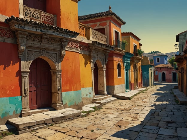 Auf dem Bild ist eine lebhafte, farbenfrohe Straße mit Häusern in verschiedenen Farben und architektonischen Details zu sehen. Die Umgebung strahlt eine entspannte Atmosphäre aus, während die Sonne auf die baumelnden Schatten fällt.

In Bezug auf Nigerias Zukunft: Perspektiven und Entwicklungen könnte man diesen Anblick als Inspiration für urbane Entwicklung und kulturelle Vielfalt interpretieren. Nigeria hat das Potenzial, durch kreative Architektur und nachhaltige Stadtplanung farbenfrohe und lebendige Gemeinschaften zu fördern. Solche Ansätze könnten helfen, den sozialen Zusammenhalt zu stärken und wirtschaftliches Wachstum zu fördern, indem sie den Tourismus und lokale Kulturen revitalisieren. 

Durch die Integration kultureller Elemente in moderne Stadtgestaltungen könnte Nigeria eine einzigartige Identität entwickeln, die sowohl Tradition als auch Fortschritt repräsentiert.