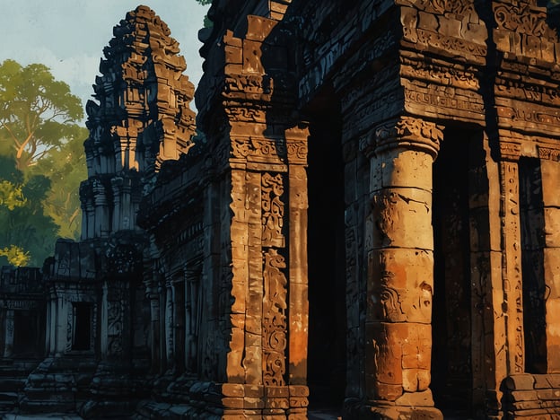 Auf dem Bild sind beeindruckende Tempelruinen zu sehen, wahrscheinlich aus dem komplexen Angkor Wat in Kambodscha. Hier sind einige Tipps, um Angkor Wat optimal zu erleben:

1. **Früh aufstehen**: Der Sonnenaufgang über Angkor Wat ist spektakulär. Komme frühzeitig, um einen guten Platz zu sichern.

2. **Führungen buchen**: Informiere dich über geführte Touren, um tiefere Einblicke in die Geschichte und Kultur der Tempel zu erhalten.

3. **Genügend Zeit einplanen**: Angkor Wat ist riesig. Plane einen ganzen Tag oder mehr ein, um die verschiedenen Tempel in Ruhe zu erkunden.

4. **Wasser mitnehmen**: Es kann sehr heiß werden, also halte dich hydriert. Bottled Wasser ist unerlässlich.

5. **Respektiere die Kultur**: Trage angemessene Kleidung, die Schultern und Beine bedeckt, um die religiöse Stätte zu respektieren.

6. **Kamera dabei haben**: Die Architektur und die Natur sind atemberaubend. Halte die besten Momente fest!

7. **Auf den Wegen bleiben**: Um die Ruinen zu schützen, bleibe auf den gekennzeichneten Wegen.

Mit diesen Tipps wirst du einen unvergesslichen Aufenthalt in Angkor Wat haben!