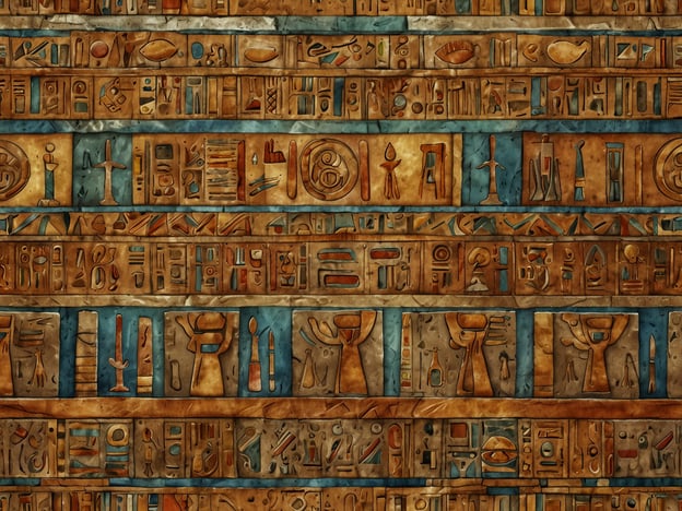 Das Bild zeigt eine stilisierte Darstellung von altägyptischen Hieroglyphen, die typischerweise auf Papyri, Tempelwänden oder Grabsteinen zu finden sind. Diese Zeichen sind die Schriftform des alten Ägypten und haben eine tiefe kulturelle und historische Bedeutung.

Ein bedeutendes Artefakt, das mit Hieroglyphen in Verbindung steht, ist die Rosettastein. Dieser Stein, der 1799 entdeckt wurde, trägt eine Inschrift in drei Schriften: Hieroglyphen, Demotisch und Griechisch. Er war entscheidend für die Entschlüsselung der ägyptischen Schrift, da er es ermöglicht hat, die Hieroglyphen zu verstehen und zu übersetzen.

Ein weiteres wichtiges Artefakt ist das Grab des Tutanchamun, das viele hieroglyphische Darstellungen enthält, die das Leben und die Bestattung des Pharaos beschreiben. Die Hieroglyphen auf diesen Artefakten erzählen Geschichten von Göttern, Königen und alltäglichen Aktivitäten und geben Einblicke in die religiösen Überzeugungen und die Gesellschaft des alten Ägyptens.

Diese Schriftzeichen waren nicht nur eine Kommunikationsform, sondern auch ein Mittel zur Verewigung und zur Darstellung der Verbindung zwischen dem pharaohischen und dem göttlichen Reich.