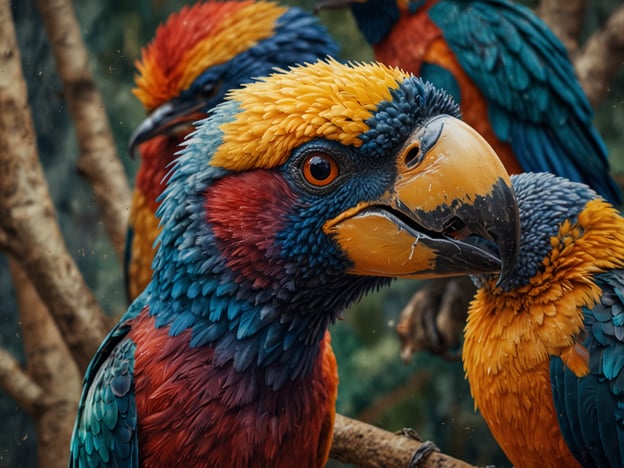 Auf dem Bild sind farbenfrohe Vögel zu sehen, die zur unglaublichen Vogelwelt Tansanias gehören. Diese Vögel zeichnen sich durch ihre lebhaften Farben und auffälligen Gefieder aus, die oft in leuchtenden Blau-, Rot- und Gelbtönen gehalten sind. Tansania beherbergt eine Vielzahl von Vogelarten, darunter auch Papageien und andere exotische Vögel, die in den tropischen Wäldern und Savannen des Landes leben. Diese Arten tragen zur beeindruckenden Biodiversität der Region bei.