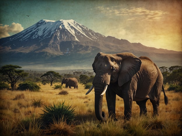 Auf dem Bild sind Elefanten in einer wüstenähnlichen Landschaft mit dem majestätischen Kilimandscharo im Hintergrund zu sehen. Diese Umgebung eignet sich perfekt für verschiedene Abenteueraktivitäten. 

Besucher können beispielsweise:

1. **Trekking und Wandern**: Die Trails rund um den Kilimandscharo bieten atemberaubende Ausblicke und die Möglichkeit, die vielfältige Flora und Fauna der Region zu erkunden.

2. **Wildtierbeobachtung**: Die Savanne ist ein großartiger Ort, um wilde Tiere wie Elefanten, Geparden und Giraffen in ihrem natürlichen Lebensraum zu beobachten.

3. **Kultur- und Naturtouren**: Erkundung der umliegenden Dörfer, um mehr über die Kultur der einheimischen Bevölkerung und deren Traditionen zu erfahren.

4. **Fotografie**: Die dramatische Kulisse des Kilimandscharo und die Tierwelt bieten hervorragende Fotomöglichkeiten.

5. **Safari-Erlebnisse**: Abenteuerliche Fahrten durch die Nationalparks, um die Tierwelt hautnah zu erleben und unvergessliche Erinnerungen zu sammeln.

All diese Aktivitäten machen die Region rund um den Kilimandscharo zu einem faszinierenden Ziel für Abenteuerlustige.