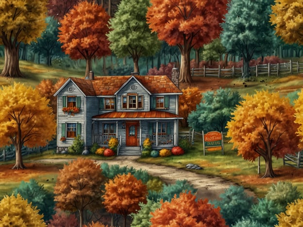 Auf dem Bild ist ein malerisches Haus in einer herbstlichen Landschaft zu sehen, umgeben von farbenfrohen Bäumen in verschiedenen Orangetönen und anderen Herbstfarben. Es scheint eine ruhige und idyllische Umgebung zu sein, ideal für einen herbstlichen Rückzug.

**Tipps für die Planung der Herbstferien:**

1. **Wanderungen in der Natur:** Nutze die bunten Herbstlandschaften für entspannende Wanderungen. Entdecke neue Trails oder besuche einen Nationalpark.

2. **Herbstliche Aktivitäten:** Plane Besuche bei örtlichen Obstbauern oder Kürbisfeldern. Erntezeit bietet viele Möglichkeiten für Erlebnisse, z.B. Apfelpflücken.

3. **Gemütliche Abende:** Mache es dir zu Hause oder in einer Ferienwohnung gemütlich. Zünde Kerzen an und genieße heiße Getränke oder selbstgemachte Kürbisgerichte.

4. **Kultur und Feste:** Informiere dich über lokale Herbstfeste oder Märkte. Diese bieten oft Handwerkskunst, saisonale Spezialitäten und Unterhaltung.

5. **Reisezeit beachten:** Plane deine Reisezeiten gut, um den Herbstverkehr zu vermeiden und die besten Farben der Jahreszeit zu erleben. 

Mit diesen Tipps kannst du deine Herbstferien optimal gestalten und die Schönheit der Saison genießen!