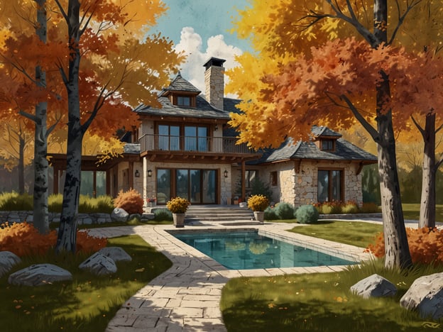 Auf dem Bild ist ein schönes, modern gestaltetes Haus zu sehen, umgeben von farbenfrohen Herbstbäumen. Die Umgebung hat eine gemütliche, entspannende Atmosphäre mit einem Pool im Vordergrund und gepflegten Gartenanlagen.

Wenn du nach Top Wellnesshotels für den Herbst suchst, könnten folgende Empfehlungen interessant sein:

1. **Aqua Dome - Tirol Therme Längenfeld**: Ein Wellnesshotel in den österreichischen Alpen, bekannt für seine Thermalbäder und atemberaubende Bergsicht.

2. **Schwarzwaldhotel**: Ein Hotel umgeben von der schönen Natur des Schwarzwalds, das verschiedene Wellnessanwendungen und ein umfangreiches Spa-Angebot bietet.

3. **Hotel Jagdhof - Tirol**: Ein luxuriöses Wellnesshotel mit einem großen Spa-Bereich, ideal für Erholung und Entspannung während der Herbstmonate.

4. **Bodensee Spa Hotel**: Ein modernes Hotel am Bodensee, das Wellness und Wellnessanwendungen mit Blick auf den See kombiniert.

5. **Therme Erding**: Nahe München, bietet nicht nur ein umfassendes Wellness- und Spa-Angebot, sondern auch Spaß für die ganze Familie.

Diese Orte bieten die perfekte Gelegenheit, um im Herbst zu entspannen und die Natur zu genießen!