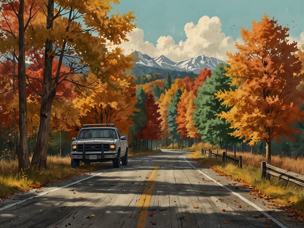 Auf dem Bild ist eine herbstliche Landschaft mit bunten, laubtragenden Bäumen in verschiedenen Farben zu sehen. Eine kurvenreiche Straße zieht sich durch die Szene, gesäumt von leuchtendem Herbstlaub, während im Hintergrund schneebedeckte Berge zu erkennen sind. Ein Fahrzeug steht am Straßenrand.

Hier sind einige Tipps für die perfekte herbstliche Rundreise:

1. **Planung der Route:** Wähle malerische Straßen oder Nationalparks, die für ihre herbstlichen Farben bekannt sind.

2. **Frühzeitige Reise:** Der Herbst kann schnell vergehen, also plane deine Reise rechtzeitig, um die besten Farben zu erleben.

3. **Feste und Veranstaltungen:** Informiere dich über lokale Herbstfeste und Märkte, auf denen du saisonale Produkte und Kunsthandwerk entdecken kannst.

4. **Fotografie:** Halte deine Erlebnisse fest! Der Herbst bietet viele einzigartige Fotomöglichkeiten mit seiner Farbvielfalt.

5. **Wanderungen:** Plane kurze Wanderungen in der Natur, um die Farben und den Duft des Herbstes hautnah zu erleben.

6. **Kulinarische Genüsse:** Probiere herbstliche Spezialitäten wie Kürbisse, Äpfel und Gewürze, die die Saison perfekt widerspiegeln.

7. **Gemütliche Unterkünfte:** Suche nach gemütlichen kleinen Hotels oder Ferienwohnungen, die dir die Möglichkeit bieten, die Landschaft zu genießen. 

Genieße die Schönheit des Herbstes auf deiner Rundreise!