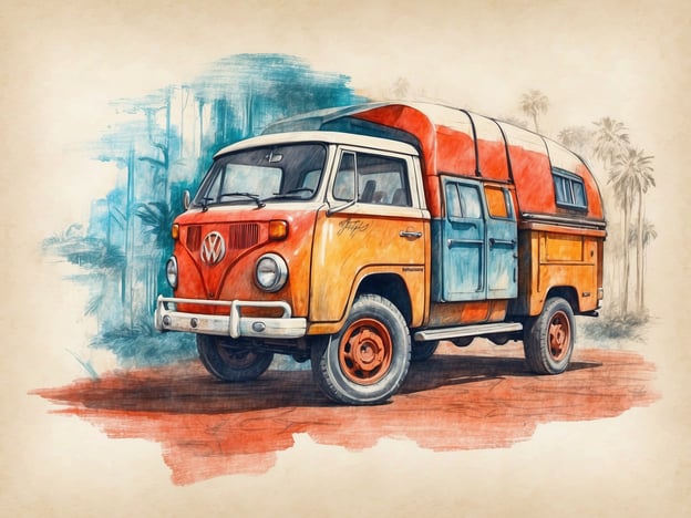 Auf dem Bild ist ein farbenfroher VW-Bus zu sehen, der an Abenteuer und Reisen erinnert. Solche Fahrzeuge werden oft bei Ausflügen in die Natur eingesetzt, wo Naturschutz eine wichtige Rolle spielt. Durch Bildung über die Umwelt können Menschen motiviert werden, bewusstere Entscheidungen zu treffen, um die Schönheit der Natur zu erhalten. Dieser Bus könnte als Symbol für Reisen zu Naturschutzgebieten dienen, die zum Lernen und Erforschen einladen.