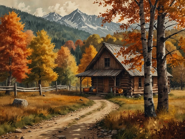 Auf dem Bild ist eine malerische Holzferienhütte in einer herbstlichen Landschaft zu sehen. Die Bäume tragen leuchtende Farben in Gelb, Orange und Rot, die typisch für den Herbst sind. 

Stell dir vor, wie schön es wäre, einen Herbsturlaub hier zu verbringen. Man könnte Spaziergänge auf den schmalen Wegen machen, die von bunten Blättern gesäumt sind, oder einfach auf der Veranda der Hütte entspannen und die frische, kühle Luft genießen. Ein Lagerfeuer zu machen und dabei heiße Schokolade zu trinken, wäre eine wunderbare Aktivität. 

Außerdem könnte man mit der Familie oder Freunden die Umgebung erkunden, vielleicht einen Ausflug in die Berge unternehmen und die atemberaubende Aussicht genießen. Das Sammeln von Kürbissen für Halloween oder das Fotografieren der fantastischen Natur wären auch tolle Erlebnisse, die den Herbsturlaub unvergesslich machen!