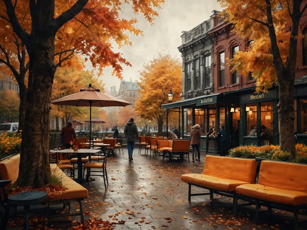 Auf dem Bild ist eine herbstliche Szenerie zu sehen, in der eine Fußgängerzone mit vielen Bäumen und orangefarbenen Blättern sowie einem gemütlichen Café dargestellt ist. Die Atmosphäre wirkt einladend und ruhig, ideal für einen entspannten Shoppingtrip im Herbst.

Hier sind einige Tipps für einen gelungenen Herbst-Shoppingtrip:

1. **Kleidung für wechselhaftes Wetter**: Ziehe layers (verschiedene Schichten) an, damit du bei Kälte und Wärme flexibel reagieren kannst. Ein schicker, warmer Mantel ist ideal.

2. **Bequeme Schuhe**: Nutze bequeme Schuhe, da du wahrscheinlich viel laufen wirst. Stabile, wetterfeste Schuhe sind gerade im Herbst wichtig.

3. **Herbstliche Farben**: Schau dich nach Stücken in warmen, herbstlichen Farben um, wie Senfgelb, Rot oder Braun, die gut zur Saison passen.

4. **Accessoires**: Ergänze dein Outfit mit Schals und Mützen, die nicht nur warm halten, sondern auch stylisch sind.

5. **Mach Pausen**: Plane Pausen in einem Café ein, um dich zu erholen und die herbstliche Atmosphäre zu genießen.

6. **Rabattaktionen**: Halte Ausschau nach besonderen Herbst-Angeboten oder Rabatten in den Geschäften.

Viel Spaß beim Shoppen!