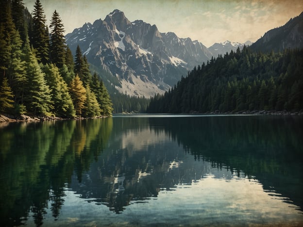 Auf dem Bild ist eine atemberaubende Naturlandschaft zu sehen, die einen ruhigen See umgeben von hohen Bergen und dichten Wäldern zeigt. Das Wasser ist klar und reflektiert die majestätischen Berge sowie die Bäume an seinen Ufern. Diese Szenerie könnte gut zu den besten Seen gehören, wie dem Prager Fenstersee oder dem Hintersee, deren Schönheit und Ruhe oft ähnliche Eindrücke hinterlassen.