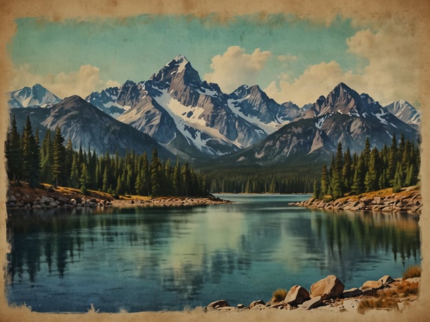 Auf dem Bild ist eine atemberaubende Landschaft zu sehen, die den Jasper Nationalpark in seiner unberührten Wildnis repräsentiert. Im Vordergrund erstreckt sich ein ruhiger See, der die umliegenden Berge und den klaren Himmel reflektiert. Die majestätischen, schneebedeckten Gipfel im Hintergrund sind von dichten Wäldern umgeben, die die natürliche Schönheit und die Vielfalt der Tier- und Pflanzenwelt in diesem historischen Nationalpark hervorheben. Die Szenerie vermittelt ein Gefühl der Ruhe und der Erhabenheit, das typisch für die unberührte Natur kanadischer Nationalparks ist.