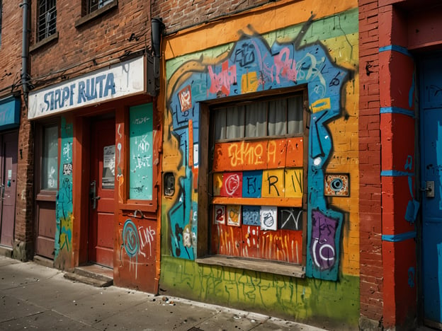 Auf dem Bild ist eine Wand in einem urbanen Umfeld zu sehen, die mit buntem Graffiti und Straßenkunst verziert ist. Die Farben sind lebhaft und vielfältig, was die kreative Energie und Dynamik der Kunstszene in Chicago widerspiegelt. Die verschiedenen Muster und Schriftzüge zeigen die Ausdrucksformen von Künstlern und vermitteln eine Atmosphäre von urbaner Kultur und Kreativität. Diese Art von Kunst ist ein wichtiger Bestandteil des Stadtbildes und spiegelt die Vielfalt der Gemeinschaft wider.