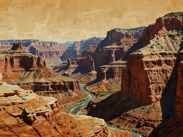 Auf dem Bild ist eine beeindruckende Landschaft eines Canyons zu sehen. Die roten Felsen und steilen Wände erinnern an einige der bekanntesten und spektakulärsten Canyons der Welt, wie den Grand Canyon in den USA. Im Bild fließt ein Fluss durch die Schlucht, was ein typisches Merkmal für viele beeindruckende Canyons ist. Solche Landschaften sind oft für ihre atemberaubende Schönheit und geologischen Formationen bekannt.