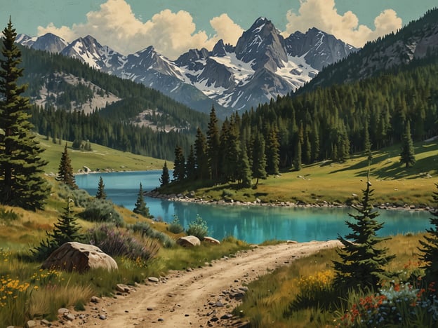 Auf dem Bild ist eine malerische Landschaft mit Bergen, einem klaren blauen See und grünen Wiesen zu sehen. Diese Idylle könnte einige der Wandermöglichkeiten rund um Mammoth Lakes widerspiegeln. 

In der Umgebung von Mammoth Lakes gibt es zahlreiche Wanderwege, wie zum Beispiel:

1. **Duck Pass Trail**: Dieser Trail führt zu schönen Aussichtspunkten und einem charmanten Bergsee.
2. **Mono Lake Trail**: Entlang des Mono Lake bieten sich herrliche Ausblicke auf die umliegende Natur.
3. **Mammoth Crest Trail**: Für Abenteuerlustige bietet dieser Weg spektakuläre Aussichten und herausfordernde Strecken.
4. **Rainbow Falls Trail**: Ein leichter Zugang zu einem beeindruckenden Wasserfall, ideal für Familien.

Diese Wege bieten verschiedene Schwierigkeitsgrade und wunderschöne Naturerlebnisse.