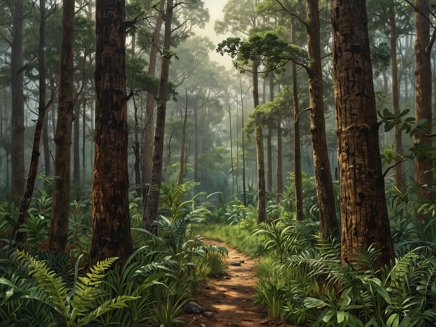 Auf dem Bild ist ein dichter Waldweg zu sehen, umgeben von hohen Bäumen und üppiger Vegetation. Die Flora des Reservats umfasst verschiedene Baumarten, die für ihre dicken Stämme und hohen Kronen bekannt sind. Am Boden findet man vielfältige Farnarten und tropische Pflanzen, die eine reiche Unterwuchsvegetation bilden. Diese Umgebung bietet Lebensraum für zahlreiche Tierarten, die in solchen Wäldern vorkommen können, wie Vögel, Insekten und kleine Säugetiere. Der dichte Baumbestand sorgt für Schatten und ein feuchtes Mikroklima, das das Wachstum der Pflanzen fördert.