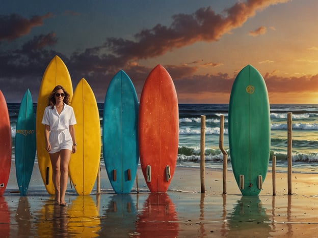 Auf dem Bild ist eine Frau zu sehen, die an einem Strand entlanggeht, umgeben von bunten Surfboards. Der Himmel ist mit Wolken und einem Sonnenuntergang gefüllt, was eine entspannte Atmosphäre schafft.

Hier sind einige Tipps für deinen Besuch in Hopkins:

1. **Strandaktivitäten**: Genieße verschiedene Wassersportarten, wie Surfen, Schnorcheln oder Kajakfahren. Die Strände in der Umgebung bieten perfekte Bedingungen.

2. **Lokale Küche**: Probiere die kreolische Küche in den lokalen Restaurants. Frische Meeresfrüchte sind ein Muss!

3. **Naturerkundungen**: Besuche nahegelegene Naturschutzgebiete und Wasserfälle. Die Flora und Fauna sind beeindruckend.

4. **Kulturelle Erlebnisse**: Lerne die Kultur der Garifuna kennen, die in Hopkins eine große Rolle spielt. Oft finden Veranstaltungen und Aufführungen statt.

5. **Entspannung**: Nimm dir Zeit, um am Strand zu entspannen und den Sonnenuntergang zu genießen.

Viel Spaß in Hopkins!