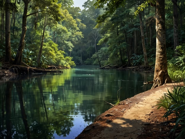 Das Bild zeigt eine ruhige Landschaft im Bladen Nature Reserve, wo man Aktivitäten wie Wandern und Vogelbeobachtung genießen kann. Die dichten Wälder und der klare Fluss bieten perfekte Bedingungen für Naturwanderungen. Man könnte auch Kajak fahren oder einfach die vielfältige Flora und Fauna bewundern. Diese Region ist bekannt für ihre beeindruckenden Wasserfälle und die Möglichkeit, Tiere in ihrer natürlichen Umgebung zu beobachten. Ein gemütlicher Spaziergang entlang des Wassers könnte ein wunderbares Erlebnis sein, um die Ruhe und Schönheit der Natur zu genießen.