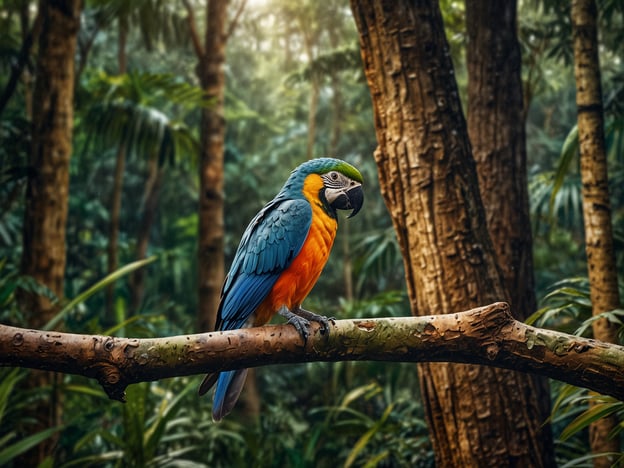 Auf dem Bild ist ein farbenfroher Papagei zu sehen, der auf einem Ast sitzt. Diese Art von Papagei ist bekannt für seine lebendige Farbe und seine Intelligenz. Im Manuel Antonio Nationalpark, der für seine vielfältige Tierwelt berühmt ist, kann man ähnliche Vögel antreffen. Der Park bietet einen Lebensraum für viele verschiedene Vogelarten, darunter auch Papageien, die in der üppigen tropischen Vegetation hoch oben in den Bäumen leben. Die beeindruckende Flora und Fauna machen den Park zu einem einzigartigen Ort für Naturbeobachtungen.