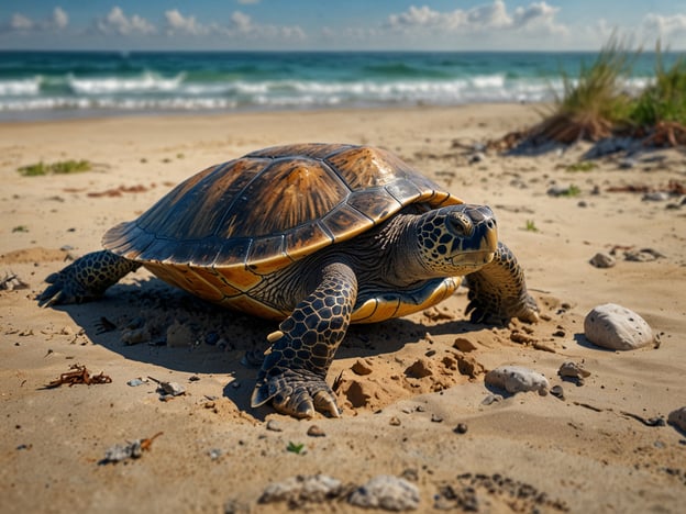 Auf dem Bild ist eine Meeresschildkröte zu sehen, die sich am Strand befindet. Zum Schutz der Meeresschildkröten gibt es zahlreiche Projekte und Initiativen. 

Ein Beispiel ist das "Turtle Conservation Program", das in vielen Küstenregionen durchgeführt wird. Dieses Programm umfasst die Überwachung von Nistplätzen, die Aufklärung der Öffentlichkeit über Gefahren wie Plastikmüll und das Fangen von Fischern, um sie über nachhaltige Praktiken aufzuklären. 

Ein weiteres wichtiges Projekt ist "Sea Turtle Monitoring", das in unterschiedlichen Regionen weltweit aktiv ist. Hierbei werden gefährdete Arten erfasst und optimale Lebensräume geschützt. 

Ein erfolgreiches Beispiel ist die "Leatherback Trust", die sich speziell für den Schutz der Lederschildkröte einsetzt, indem sie Daten sammelt und Schutzzonen einrichtet. 

Diese Initiativen sind entscheidend für den Erhalt der Meeresschildkröten und ihrer Lebensräume.