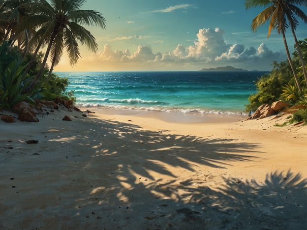 Auf dem Bild ist ein wunderschöner Strand zu sehen, der von Palmen umgeben ist. Der helle Sand trifft auf das türkisfarbene Wasser des Meeres, während im Hintergrund sanfte Wellen an den Strand rollen. Diese Szenerie erinnert an die schönsten Strände im Golfo de Fonseca, die für ihre atemberaubende Natur und idyllische Atmosphäre bekannt sind. Der Anblick vermittelt ein Gefühl von Ruhe und Freiheit, perfekt für einen entspannten Tag am Meer.