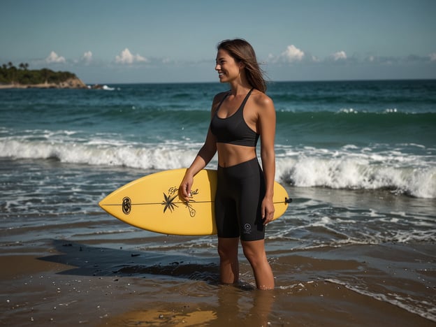 Auf dem Bild ist eine Surferin zu sehen, die am Strand steht und ein gelbes Surfbrett hält. Für Surf-Enthusiasten gibt es viele wunderbare Reiseziele, an denen man die Wellen genießen kann:

1. **Bali, Indonesien**: Perfekt für Anfänger und Fortgeschrittene, mit vielen Surf-Schulen und einer lebhaften Surf-Kultur.

2. **Maui, Hawaii**: Berühmt für seine großen Wellen, besonders am Honolua Bay. Ideal für erfahrene Surfer.

3. **Bondi Beach, Australien**: Ein ikonischer Strand mit zahlreichen Angeboten für Surfer, vom Unterricht bis zu lokalen Wettbewerben.

4. **Costa Rica**: Mit langen Küstenlinien und konstanten Wellen ist es ein Paradies für jeden Surfer.

5. **Ericeira, Portugal**: Eine der besten Surf-Destinationen in Europa, bekannt für seine erstklassigen Wellen und Surfer-Gemeinschaft.

Achte immer auf die Wellenbedingungen und respektiere die lokalen Regeln!