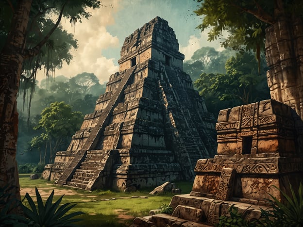 Auf dem Bild ist eine beeindruckende Maya-Pyramide zu sehen, die von dichten Dschungelpflanzen umgeben ist. Dies erinnert an die archäologischen Stätten wie Uaxactún und Tikal. 

Tikal ist bekannt für seine monumentalen Tempel und die große Anzahl an gut erhaltenen Ruinen, die eine bedeutende Rolle in der Maya-Zivilisation spielten. Uaxactún hingegen ist kleiner und weniger bekannt, bietet aber ebenfalls faszinierende Strukturen und war ein wichtiges Zentrum für astronomische Beobachtungen. Während Tikal oft von Touristen besucht wird, ist Uaxactún eher ein verstecktes Juwel, das einen Einblick in die weniger erforschten Aspekte der Maya-Kultur gibt. 

Beide Stätten spiegeln die beeindruckende Baukunst und die kulturellen Leistungen der Maya wider, jedoch variiert ihre Bekanntheit und Erschlossenheit stark.