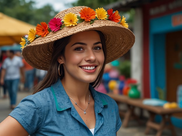 Auf dem Bild ist eine junge Frau mit einem großen Strohhut zu sehen, der mit bunten Blumen geschmückt ist. Sie lächelt freundlich und scheint sich in einer belebten Umgebung zu befinden, möglicherweise auf einem Markt oder in einem Festivalkontext.

Hier sind einige Tipps für eine unvergessliche Reise:

1. **Immersive Erlebnisse**: Versuche, lokale Traditionen und Feste zu erleben, um den authentischen Kulturgeist zu spüren.

2. **Offen für neues sein**: Gehe aus deiner Komfortzone und probiere lokale Speisen oder Aktivitäten, die dir normalerweise nicht empfohlen werden.

3. **Gespräche führen**: Sprich mit Einheimischen. Ihre Geschichten und Empfehlungen können dir verborgen Ort und Geheimtipps enthüllen.

4. **Fotografie**: Halte besondere Momente fest, aber vergesse nicht, sie mit eigenen Augen zu erleben und zu genießen.

5. **Flexibilität**: Sei bereit, deine Pläne anzupassen. Manchmal sind die besten Erlebnisse die, die du nicht geplant hast.

Viel Spaß beim Entdecken!