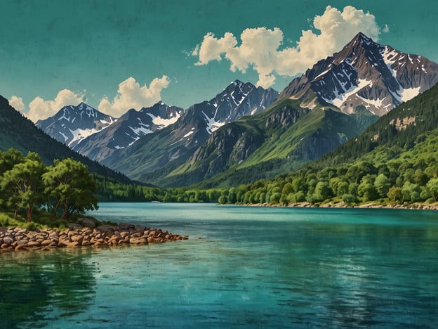 Auf dem Bild ist eine atemberaubende Landschaft zu sehen, die die natürliche Schönheit rund um den Yojoa-See widerspiegelt. Der See ist von majestätischen Bergen umgeben, die teilweise mit Schnee bedeckt sind. Das Wasser des Sees hat eine lebendige, klare Farbe, während üppige, grüne Bäume und Sträucher die Uferlinie säumen. Die Kombination aus Bergen, Wasser und Vegetation schafft eine friedliche und malerische Szenerie, die die Idylle dieser Region wunderbar einfängt.