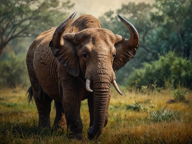 Auf dem Bild ist ein majestätischer Elefant in seiner natürlichen Umgebung zu sehen. Er steht auf einer grünen Wiese und strahlt eine beeindruckende Präsenz aus. Elefanten sind nicht nur die größten Landtiere, sondern auch für ihre Intelligenz und sozialen Strukturen bekannt. Die Faszination der einheimischen Tierwelt wird hier durch die Erhabenheit und Anmut dieses Tieres verkörpert, das in vielen Kulturen als Symbol für Stärke und Weisheit gilt. Die Schönheit der Natur und die Vielfalt ihrer Bewohner sind immer wieder erstaunlich.