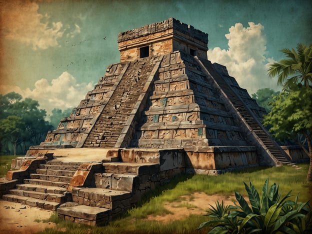 Auf dem Bild ist eine Pyramide zu sehen, die architektonische Merkmale der mesoamerikanischen Kultur aufweist. Diese Art von Struktur könnte mit der historischen Stätte „Las Sepulturas“ verbunden sein, die in der Nähe von Copán in Guatemala liegt. 

Las Sepulturas war eine der wichtigsten Begräbnisstätten der Maya und spielt eine bedeutende Rolle in der Erforschung der Maya-Kultur. Die Stätte zeigt die hochentwickelte Architektur sowie die religiösen und sozialen Praktiken der Maya. Hier wurden Statuen, Gräber und andere Kunstwerke entdeckt, die Einblicke in das Leben, den Glauben und die Bestattungsriten dieser Zivilisation bieten. Die Pyramiden und Tempel in Las Sepulturas sind ein Beweis für die religiöse und politische Bedeutung dieser Region und ziehen Archäologen sowie Touristen an, die mehr über die Geschichte der Maya erfahren möchten.