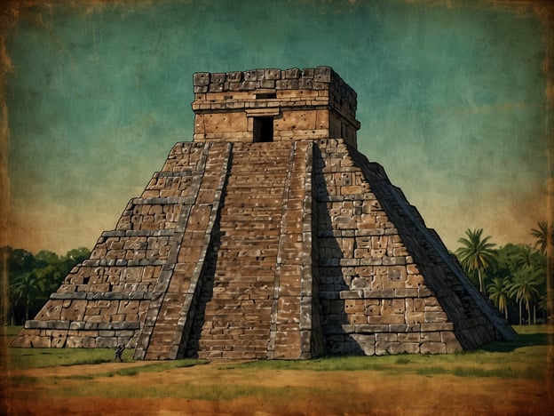 Auf dem Bild ist eine nachgebildete Darstellung von El Castillo zu sehen, der bedeutendsten Pyramide in der archäologischen Stätte Chichén Itzá, die zu den wichtigsten Überresten der Maya-Kultur in Mexiko gehört. El Castillo, auch bekannt als die Pyramide des Kukulkán, ist etwa 24 Meter hoch und hat an jeder Seite 91 Stufen, die zusammen mit der Plattform oben genau 365 Stufen ergeben – eine symbolische Verbindung zu einem Sonnenkalender.

Die Pyramide ist nicht nur ein architektonisches Meisterwerk, sondern auch ein astronomisches Observatorium. Bei den Tag- und Nachtgleiche im Frühling und Herbst wirft die untergehende Sonne einen Schatten, der aussieht wie eine Schlange, die die Treppe hinabkriecht. Dies ist ein eindrucksvolles Beispiel für das tiefe Verständnis der Maya für Astronomie und ihre Fähigkeit, dieses Wissen in ihrer Architektur zu integrieren. 

Die Stätte zieht jedes Jahr viele Touristen an, die sich von der majestätischen Baukunst und der faszinierenden Geschichte der Maya faszinieren lassen.