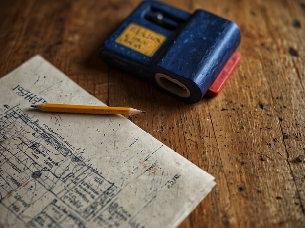 Auf dem Bild sind ein blauer Bleistiftanspitzer, ein gelber Bleistift und ein Blatt Papier zu sehen. Das Papier scheint mit skizzenhaftem Text oder einem Diagramm versehen zu sein und liegt auf einem Holztisch.

Hier sind einige Tipps für einen stressfreien Aufenthalt:

1. **Ruhige Umgebung schaffen**: Achte darauf, dass dein Arbeitsplatz ordentlich und ruhig ist, um Ablenkungen zu minimieren.
2. **Regelmäßige Pausen**: Mache regelmäßige Pausen, um dich zu entspannen und neue Energie zu tanken.
3. **Atemübungen**: Nutze kurze Atemübungen, um deinen Geist zu beruhigen.
4. **Organisierte Materialien**: Halte deine Utensilien organisiert, um den Arbeitsfluss effizient zu gestalten.
5. **Ziele setzen**: Setze dir klare, erreichbare Ziele für deine Arbeit und bleibe fokussiert. 

Diese Tipps können helfen, den Aufenthalt angenehm und produktiv zu gestalten.