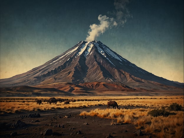 Auf dem Bild ist der Vulkan Santiago zu sehen, auch bekannt als Mount Santiago. Dieser Vulkan liegt in Chile und ist Teil der Anden. Die Geschichte des Vulkans reicht viele tausend Jahre zurück; er gehört zu einer Gruppe von Vulkanen, die durch die subduktive Grenze zwischen der Nazca-Platte und der Südamerikanischen Platte entstanden sind.

Die Entstehung des Vulkans ist ein Resultat mehrerer vulkanischer Aktivitäten, die über Jahrtausende hinweg stattgefunden haben. Santiago zeigt typische Merkmale eines Stratovulkans, wie steile Flanken und eine Schichtstruktur, die aus Lava, Asche und anderen vulkanischen Materialien besteht. 

Die letzte signifikante Eruption fand im 19. Jahrhundert statt, was zeigt, dass der Vulkan noch aktiv ist. Diese Eruptionen haben die Landschaft um den Vulkan nachhaltig geprägt und machten ihn zu einem wichtigen Bestandteil der geologischen und kulturellen Geschichte der Region. Vulkanische Böden sind auch sehr fruchtbar, was zur landwirtschaftlichen Nutzung der Umgebung beiträgt.