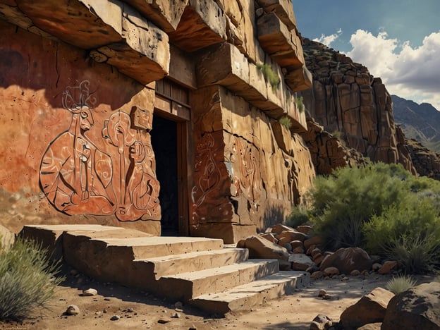 Auf dem Bild ist eine beeindruckende Felswand mit eingravierten und bemalten Figuren zu sehen, die sich um einen Eingang einer Höhle oder eines Tempels gruppieren. Diese Wandmalereien zeigen möglicherweise Szenen aus einer früheren Kultur und bieten einen faszinierenden Einblick in die Geschichte der Region.

**Ein Besuch in El Jalacate: Tipps für Entdecker**

1. **Erforschen Sie die Kunstwerke**: Nehmen Sie sich Zeit, um die Details der Felsmalereien zu betrachten. Sie erzählen Geschichten und spiegeln das Leben der Ureinwohner wider.

2. **Führungen**: Überlegen Sie, an einer geführten Tour teilzunehmen. Ein ortskundiger Führer kann Ihnen wertvolle Informationen über die historische und kulturelle Bedeutung des Ortes geben.

3. **Ausrüstung**: Tragen Sie bequeme Schuhe und bringen Sie Wasser mit, da das Gelände gelegentlich herausfordernd sein kann.

4. **Fotografie**: Halten Sie die Schönheit des Ortes mit Ihrer Kamera fest. Achten Sie jedoch darauf, respektvoll mit der Umgebung umzugehen und keine Schäden zu verursachen.

5. **Kultureller Respekt**: Erinnern Sie sich daran, dass dies ein historischer Ort ist. Verhalten Sie sich respektvoll und schützen Sie die Kunstwerke für zukünftige Generationen.

Genießen Sie Ihren Besuch in El Jalacate!