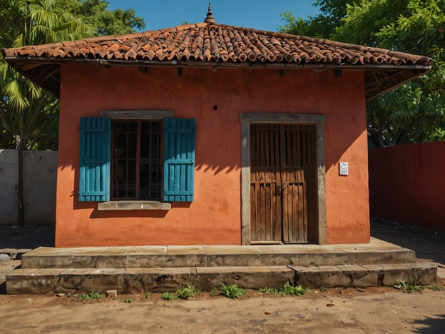 Das Bild zeigt ein charakteristisches Gebäude der Casa de los Tres Mundos, das in einem lebendigen orangefarbenen Farbton gestrichen ist. Die Architektur der Casa spiegelt die kolonialen Einflüsse wider, mit einem Satteldach, das mit roten Ziegeln gedeckt ist. Die Fenster sind in einem auffälligen Türkis gehalten und verleihen dem Gebäude einen freundlichen, einladenden Charakter.

Die Atmosphäre um das Gebäude ist ruhig und harmonisch, umgeben von üppiger Vegetation, die den Raum lebendig wirken lässt. Die gestuften Steine vor dem Eingang und die handgefertigte Holztür unterstreichen die traditionelle Bauweise. Insgesamt strahlt die Casa de los Tres Mundos eine kreative und kulturelle Energie aus, die zur Kunst- und Kulturförderung in der Region beiträgt.