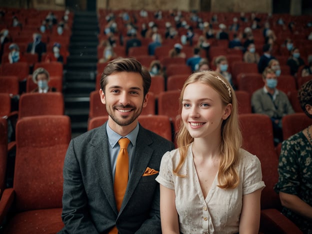 Auf dem Bild sind zwei junge Menschen zu sehen, die in einem großen, hellen Saal sitzen. Sie lächeln in die Kamera, während im Hintergrund eine Menge von Menschen in den roten Sitzreihen sitzt. Viele der Zuschauer tragen Masken, was auf eine Teilnehmertätigkeit während gesundheitlicher Vorsichtsmaßnahmen hindeutet, möglicherweise in einer Veranstaltung wie einem Konzert oder einer Vorlesung.

**Besucherinformationen und Tipps:**

1. **Sitzplatzwahl**: Wenn Sie an einer ähnlichen Veranstaltung teilnehmen, wählen Sie Ihren Platz strategisch aus, um Sicht und Akustik zu optimieren.
   
2. **Vorab informieren**: Prüfen Sie die Richtlinien zur Maskenpflicht oder andere Sicherheitsvorkehrungen auf der Veranstaltungswebsite.

3. **Ankunftszeit**: Kommen Sie frühzeitig, um den Andrang zu vermeiden und um sicherzustellen, dass Sie bequem Platz nehmen können.

4. **Konversation**: Nutzen Sie die Gelegenheit, um mit den Sitznachbarn ins Gespräch zu kommen – das kann die Erfahrung bereichern.

5. **Veranstaltungshighlights**: Informieren Sie sich im Vorfeld über besondere Programmpunkte oder Gäste, um das Beste aus Ihrem Besuch herauszuholen.